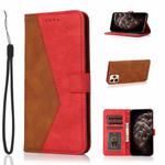 For iPhone 11 Pro Max Dual-color Stitching Leather Phone Case(Brown Red)