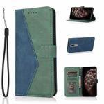 For Nokia 2.4 Dual-color Stitching Leather Phone Case(Blue Green)