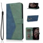 For Nokia 5.3 Dual-color Stitching Leather Phone Case(Blue Green)