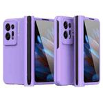 For OPPO Find N2 Macaron Magnetic Hinge Full Coverage Phone Case with Pen Slot(Purple)