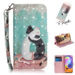 For Galaxy A31 3D Colored Drawing Horizontal Flip Leather Case with Holder & Card Slot & Wallet & Lanyard(Black and White Cat)