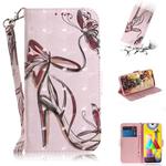 For Galaxy M31 3D Colored Drawing Horizontal Flip Leather Case with Holder & Card Slot & Wallet & Lanyard(Butterfly High Heels)