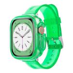 For Apple Watch Ultra 49mm Glacier Jelly Clear TPU Case Watch Band(Emerald Green)