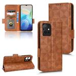 For vivo T1 5G / Y75 5G / Y55 5G Symmetrical Triangle Leather Phone Case(Brown)