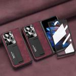 For OPPO Find N2 Integrated Napa Pattern All-inclusive Magnetic Phone Case(Wine Red)