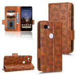 For Google Pixel 3 Lite / 3a Symmetrical Triangle Leather Phone Case(Brown)