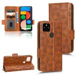 For Google Pixel 4a 5G Symmetrical Triangle Leather Phone Case(Brown)