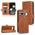 For Google Pixel 7 Pro Symmetrical Triangle Leather Phone Case(Brown)