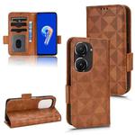 For Asus Zenfone 9 Symmetrical Triangle Leather Phone Case(Brown)