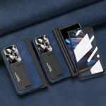 For OPPO Find N2 Integrated Napa Pattern All-inclusive Magnetic Phone Case with Pen Slot(Sapphire Blue)