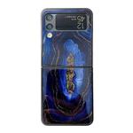 For Samsung Galaxy Z Flip3 5G Marble Pattern Glass Protective Phone Case(Dark Blue)