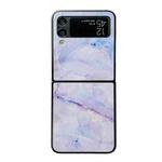 For Samsung Galaxy Z Flip4 5G Marble Pattern Glass Protective Phone Case(Purple)