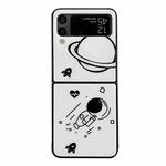 For Samsung Galaxy Z Flip4 5G Minimal Astronaut Pattern Glass Protective Phone Case(White)