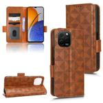 For Huawei nova Y61 Symmetrical Triangle Leather Phone Case(Brown)