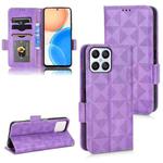 For Honor X8 Symmetrical Triangle Leather Phone Case(Purple)