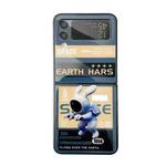 For Samsung Galaxy Z Flip3 5G Astronaut Pattern Glass Protective Phone Case(Black)