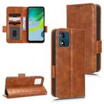 For Motorola Moto E13 4G Symmetrical Triangle Leather Phone Case(Brown)