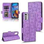 For Motorola Moto E32 4G Symmetrical Triangle Leather Phone Case(Purple)