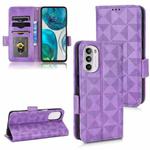 For Motorola Moto G52 4G Symmetrical Triangle Leather Phone Case(Purple)