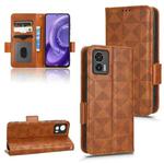 For Motorola Edge 30 Lite Symmetrical Triangle Leather Phone Case(Brown)