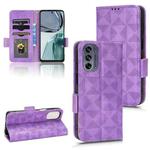 For Motorola Moto G62 Symmetrical Triangle Leather Phone Case(Purple)