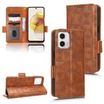 For Motorola Moto G73 5G Symmetrical Triangle Leather Phone Case(Brown)