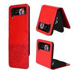 For Samsung Galaxy Z Flip4 5G Embossed Sunflower Leather Phone Case(Red)
