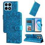 For Honor X8a Embossed Sunflower Leather Phone Case(Blue)