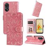 For OPPO Reno8 T 4G Embossed Sunflower Leather Phone Case(Rose Gold)