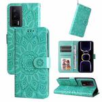 For Xiaomi Redmi K60/K60 Pro Embossed Sunflower Leather Phone Case(Green)