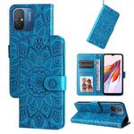 For Xiaomi Redmi 11A 4G/12C Embossed Sunflower Leather Phone Case(Blue)