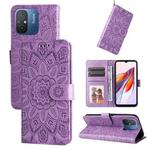 For Xiaomi Redmi 11A 4G/12C Embossed Sunflower Leather Phone Case(Purple)