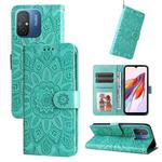For Xiaomi Redmi 11A 4G/12C Embossed Sunflower Leather Phone Case(Green)