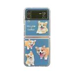 For Samsung Galaxy Z Flip3 5G Painted Corgi Pattern Protective Phone Case(Blue)