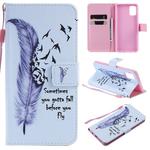 For Galaxy A51 Painting Horizontal Flip Leather Case with Holder & Card Slot & Lanyard(Feather)