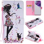 For Galaxy S20 Ultra Painting Horizontal Flip Leather Case with Holder & Card Slot & Lanyard(Woman and Cat)