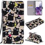 For Galaxy S20+ Painting Horizontal Flip Leather Case with Holder & Card Slot & Lanyard(Cat)