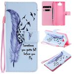 For Sony Xperia 20 Painting Horizontal Flip Leather Case with Holder & Card Slot & Lanyard(Feather)