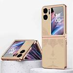 For OPPO Find N2 Flip Litchi Pattern Electroplating Frame Embossed Phone Case(Champagne Gold)