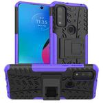 For Motorola Moto G Play 2023/G Pure/G Power 2022 Tire Texture TPU + PC Phone Case with Holder(Purple)