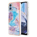 For Motorola Moto E22 Electroplating IMD TPU Phone Case(Blue Marble)