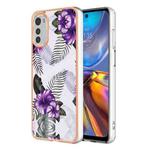 For Motorola Moto E32 4G / E32S Electroplating IMD TPU Phone Case(Purple Flower)