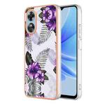 For OPPO A17 Electroplating IMD TPU Phone Case(Purple Flower)