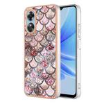 For OPPO A17 Electroplating IMD TPU Phone Case(Pink Scales)