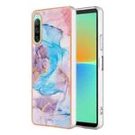 For Sony Xperia 10 IV Electroplating IMD TPU Phone Case(Blue Marble)