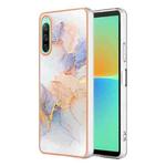 For Sony Xperia 10 IV Electroplating IMD TPU Phone Case(White Marble)