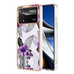 For Xiaomi Poco X4 Pro 5G Electroplating IMD TPU Phone Case(Purple Flower)