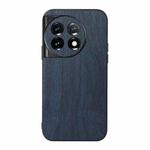 For OnePlus 11 Wood Texture PU Phone Case(Blue)