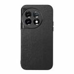 For OnePlus 11R/Ace 2 Wood Texture PU Phone Case(Black)