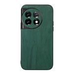 For OnePlus 11R/Ace 2 Wood Texture PU Phone Case(Green)